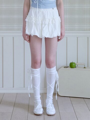 SWEET FRILL PUMPKIN MINI SKIRT_WHITE