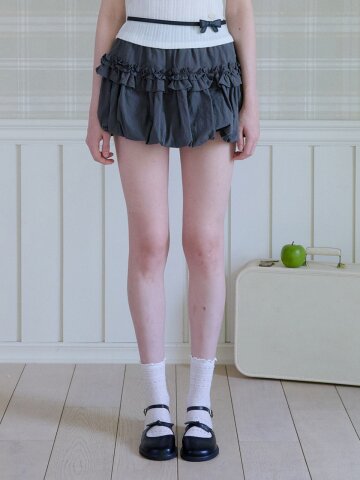 SWEET FRILL PUMPKIN MINI SKIRT_CHARCOAL