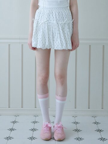 BUBBLE DOT PUMPKIN SKIRT_WHITE
