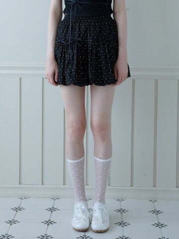 BUBBLE DOT PUMPKIN SKIRT_BLACK