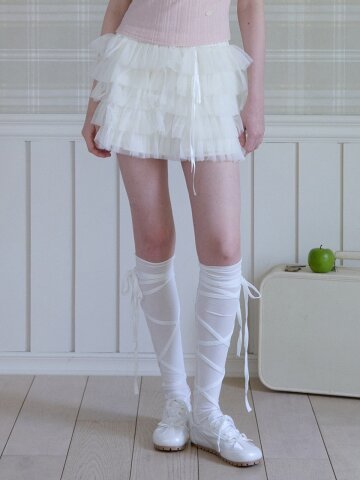 DREAMY LACE TIERED SKIRT_IVORY