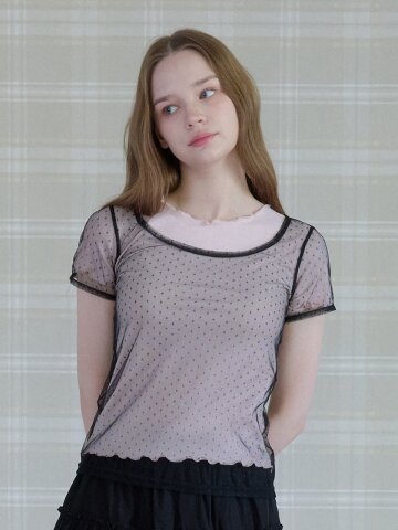 LOLLY DOT LAYERED T-SHIRT_BLACK