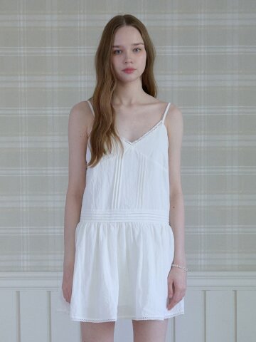 MEADOW PINTUCK CAMI DRESS_WHITE
