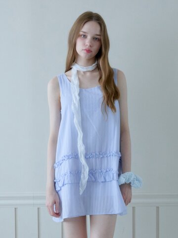 SUNNY DOBBY FRILL DRESS_SKY BLUE