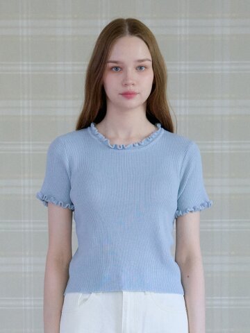 TENDER FRILL HALF KNIT_SKY BLUE