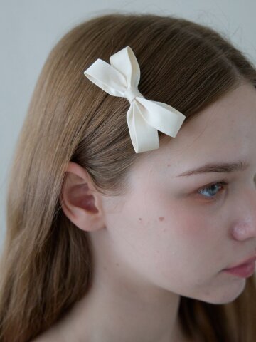 [2PCS 1SET] DAILY TWIN RIBBON HAIR PIN_CREAM