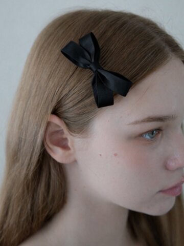 [2PCS 1SET] DAILY TWIN RIBBON HAIR PIN_BLACK