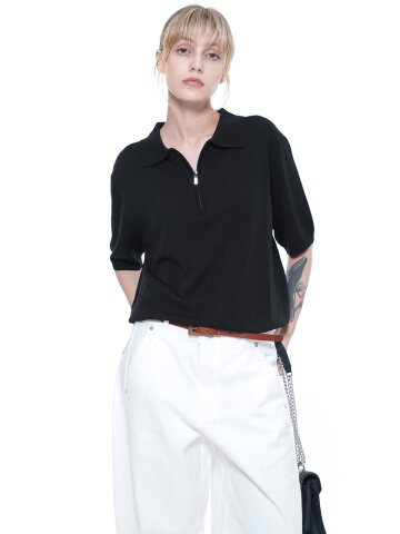 쿨 지퍼 카라 넥 하프 니트(5color)/ZCHK