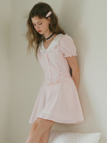 5/27 예약배송_Cest_Ruffle lace collar mini dress