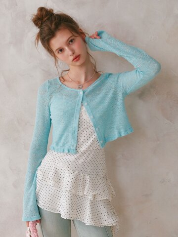 Cest_Sheer flare sleeve cardigan
