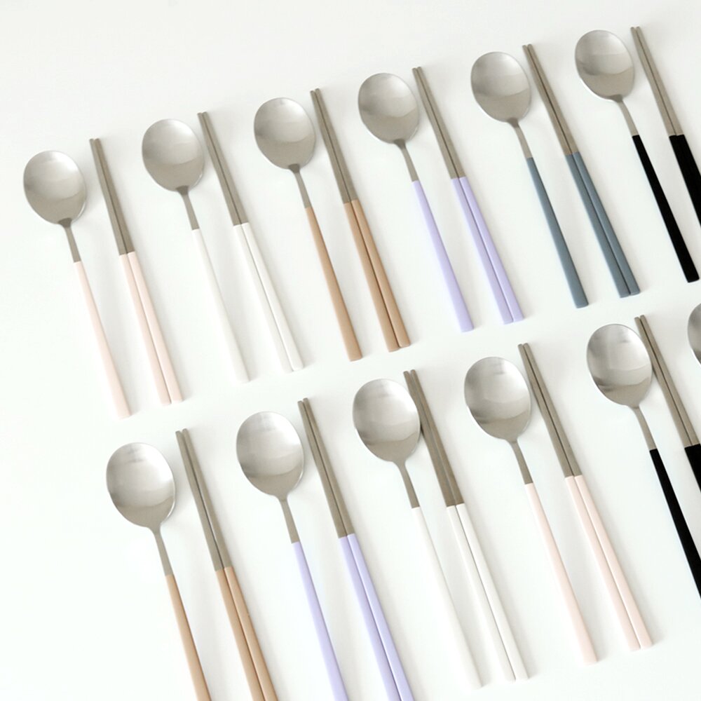 리본제이 루엔 스텐 304 슬림 4인 수저세트 6color 숟가락 4P + 젓가락 4P