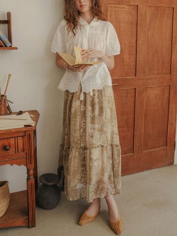PM_Paisley tassel tiered maxi skirt_BROWN