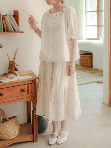 PM_Ditsy floral tiered skirt_IVORY