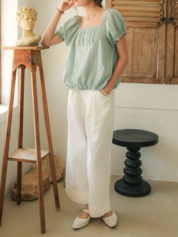 PM_Natural flowy turn up pants_WHITE