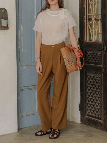 PM_Chic pintuck long pants_KHAKI BROWN
