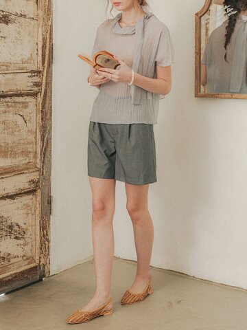 PM_Classic pintuck half pants_GRAY