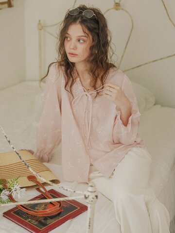 PM_Lovely eyelet ribbon shirt_PINK