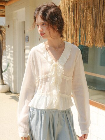 PM_Elegant wave frill shirt_2color