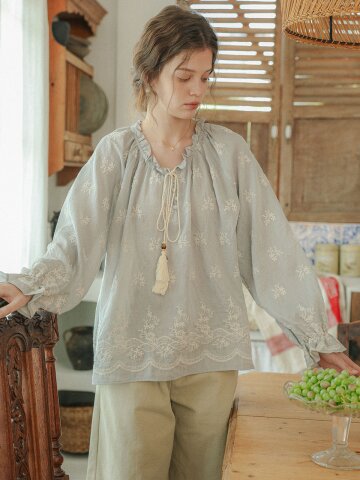 PM_Tassel embroidery blouse_BLUE