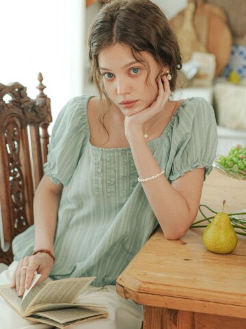 PM_Soft square neck blouse_GREEN