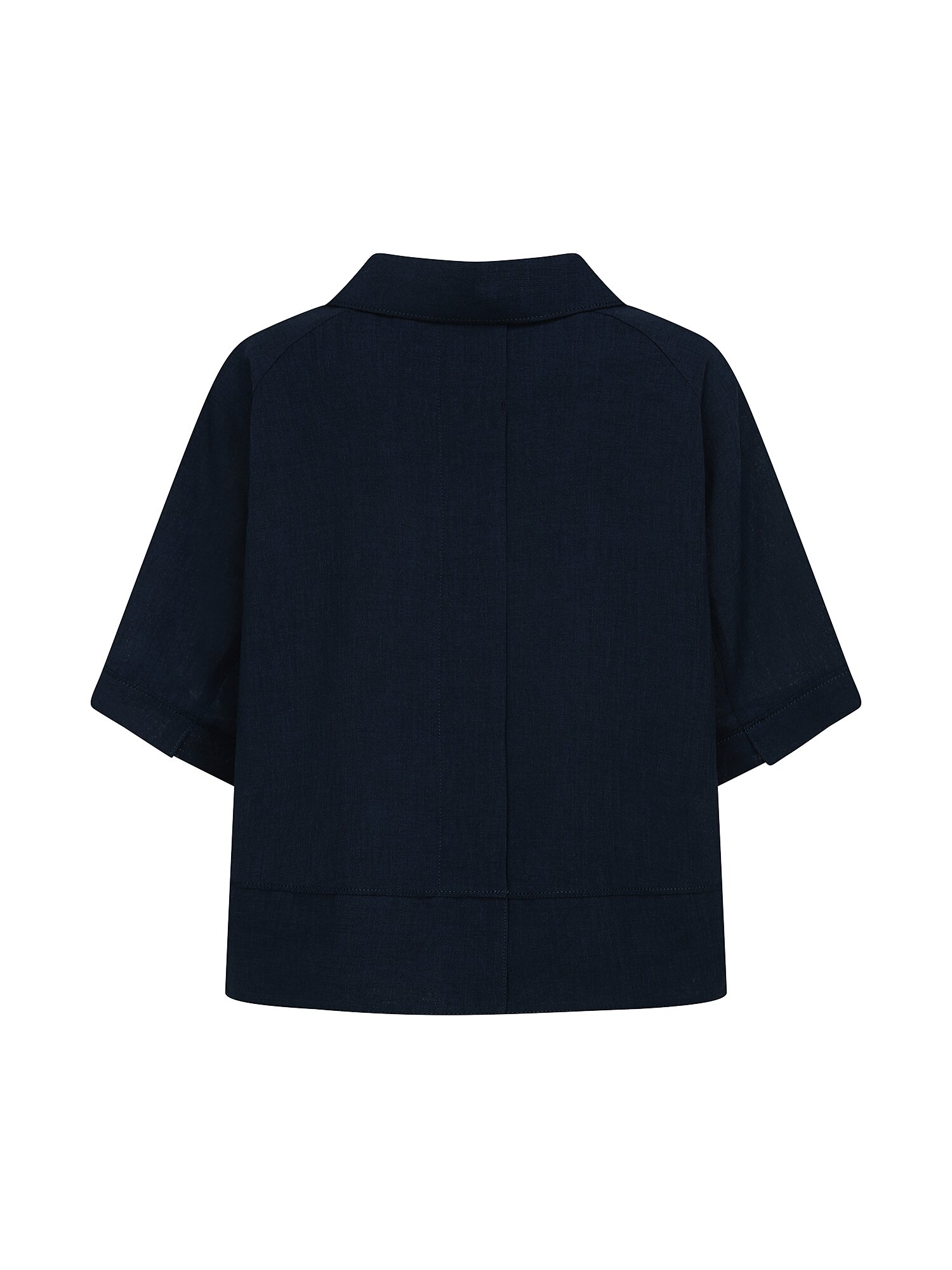 루즈핏 백 래글런 포켓 블라우스 (NAVY)