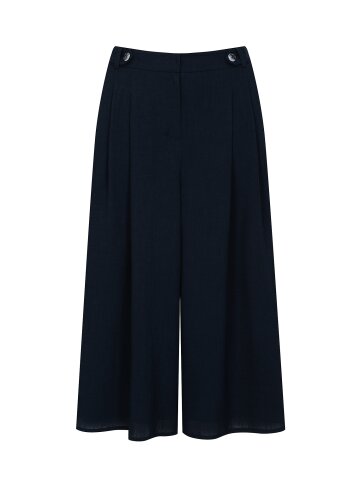 탭 장식 백 밴딩 퀼로트 팬츠 
