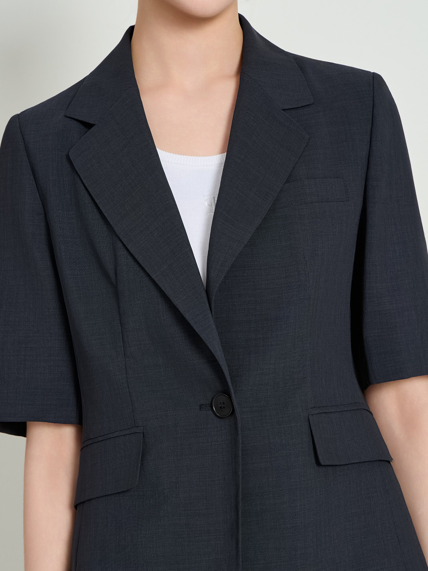 테일러드 하프 슬리브 싱글 재킷 (GREY)