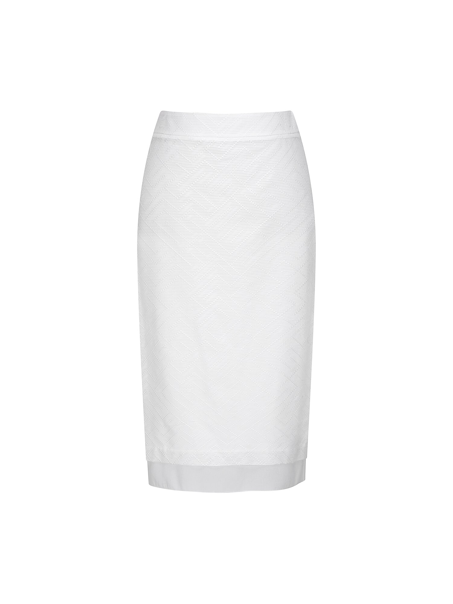 자수 시스루 헴 H라인 스커트 (WHITE)