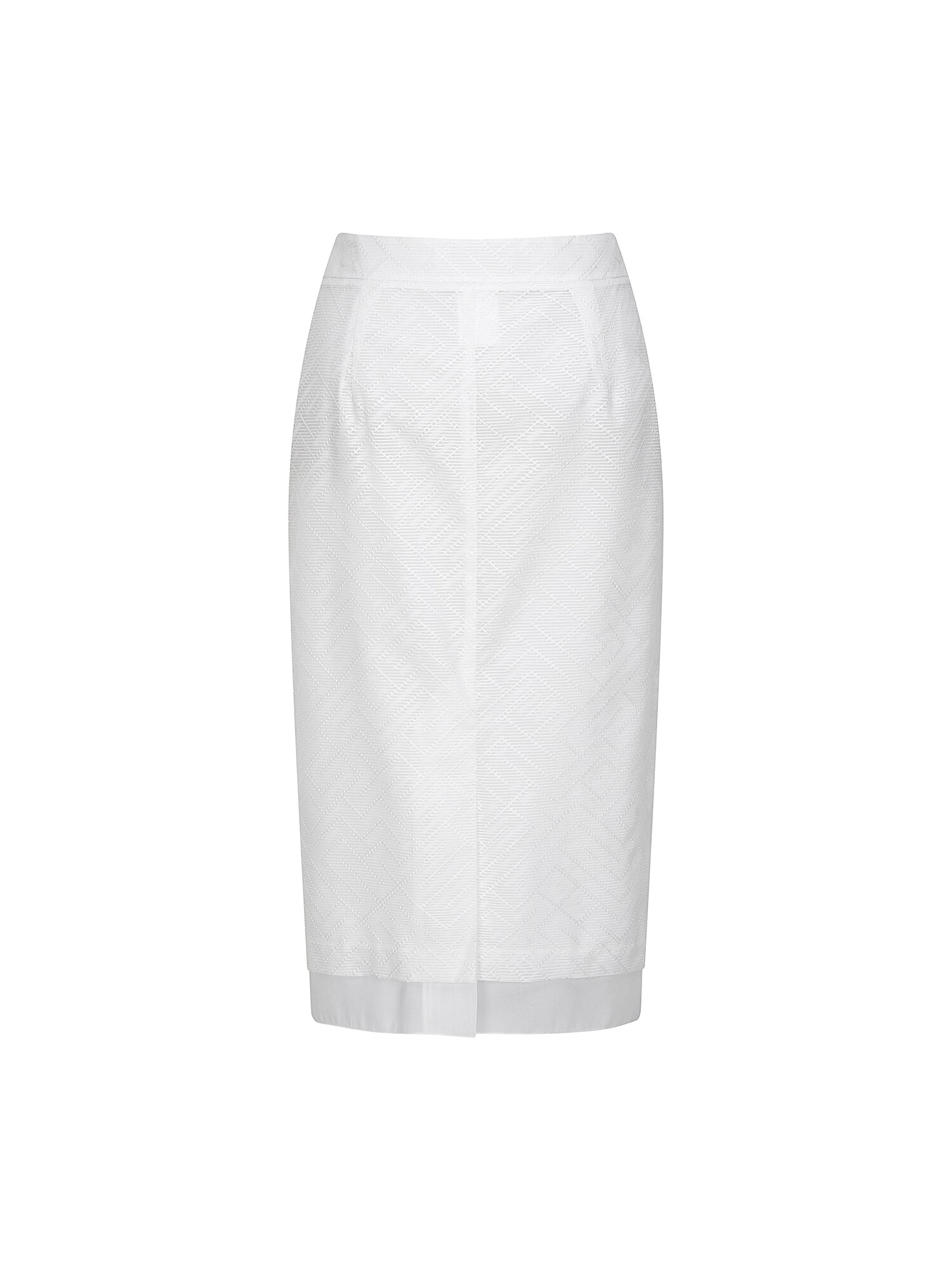 자수 시스루 헴 H라인 스커트 (WHITE)