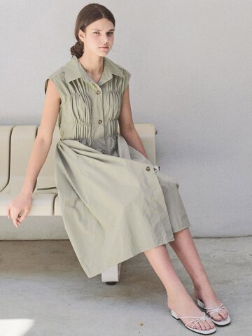 Pintuck string sleeveless dress_2 Colors