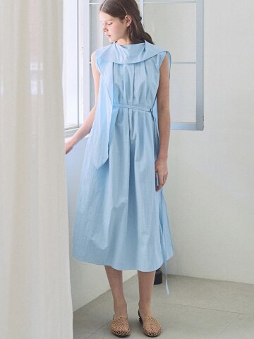 Anorak drape layered sleeveless dress_2 Colors