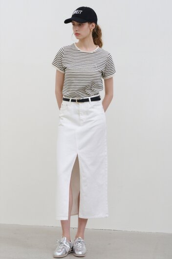 슬릿 클래식 데님 스커트  WHITE (XS 추가 /3SIZE)