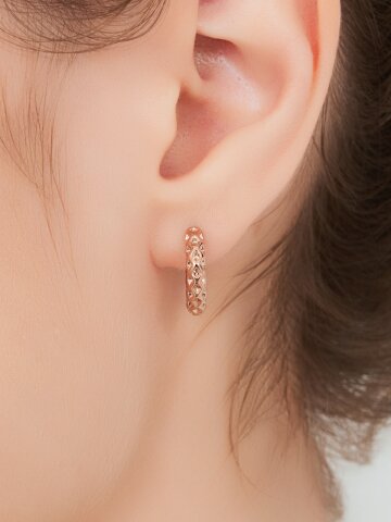 18K GF 데일리 엠보 원터치 링 귀걸이 GI8KPEE095