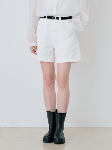 Basic Cotton Work Half Pants - Ivory