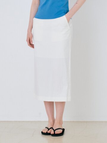 Classic Nylon Pencil Midi Skirt - Ivory