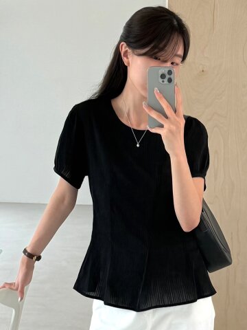 [M 06/19일 예약배송]Basic Tencel Stripe Blouse - Black