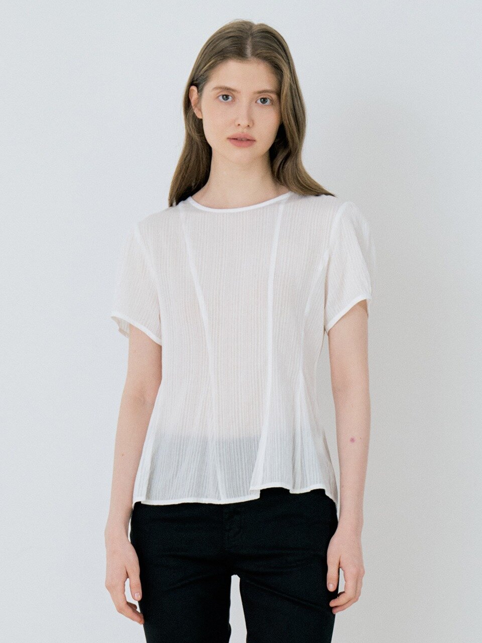 Basic Tencel Stripe Blouse - Ivory