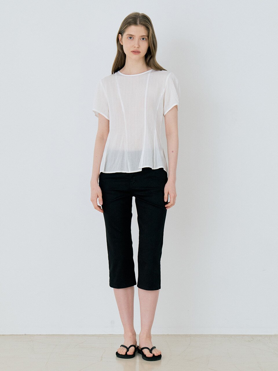 Basic Tencel Stripe Blouse - Ivory
