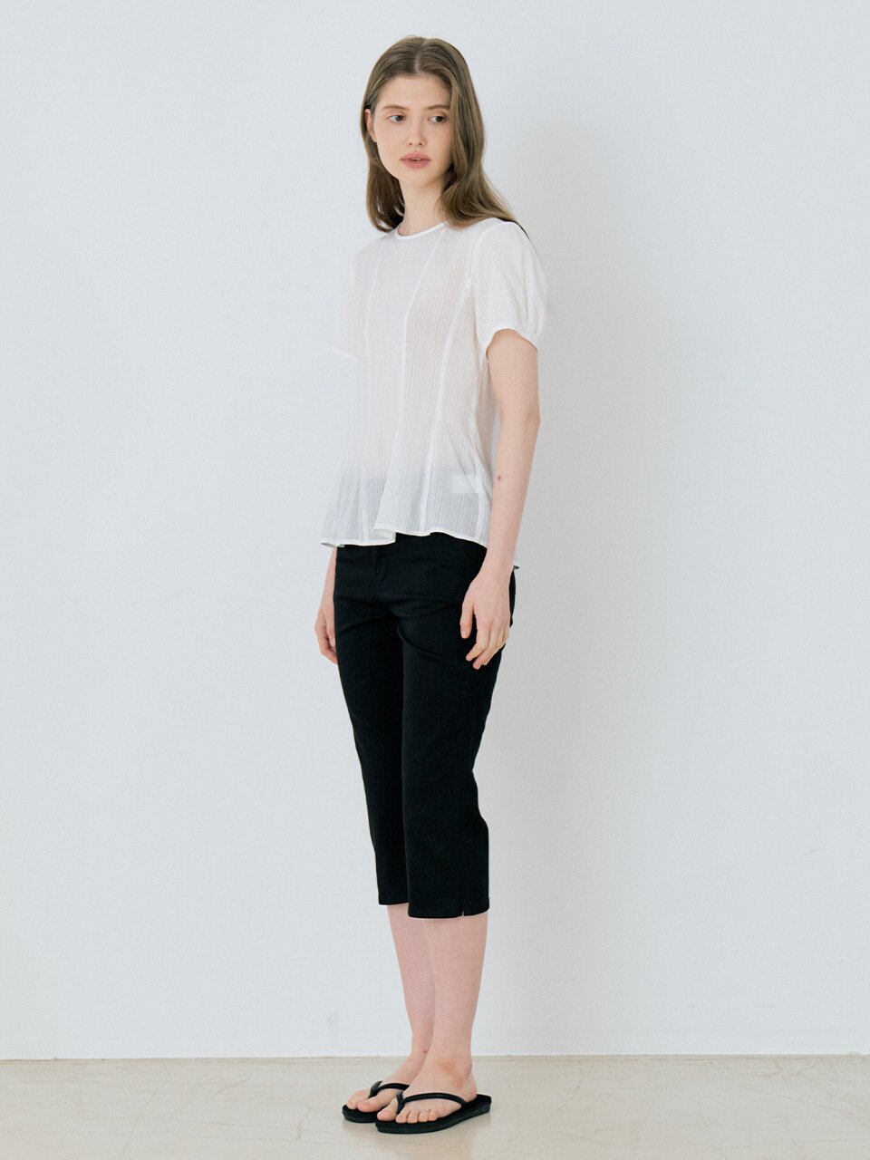 Basic Tencel Stripe Blouse - Ivory