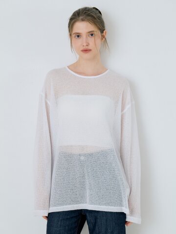 Basic Linen Sheer Knit - White