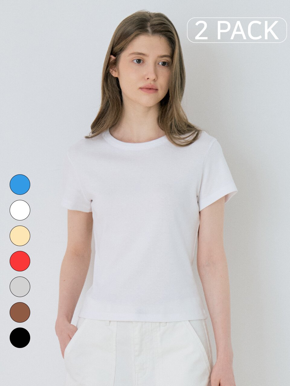 {1+1} Basic Ribbed Slim T-Shirt - 7color