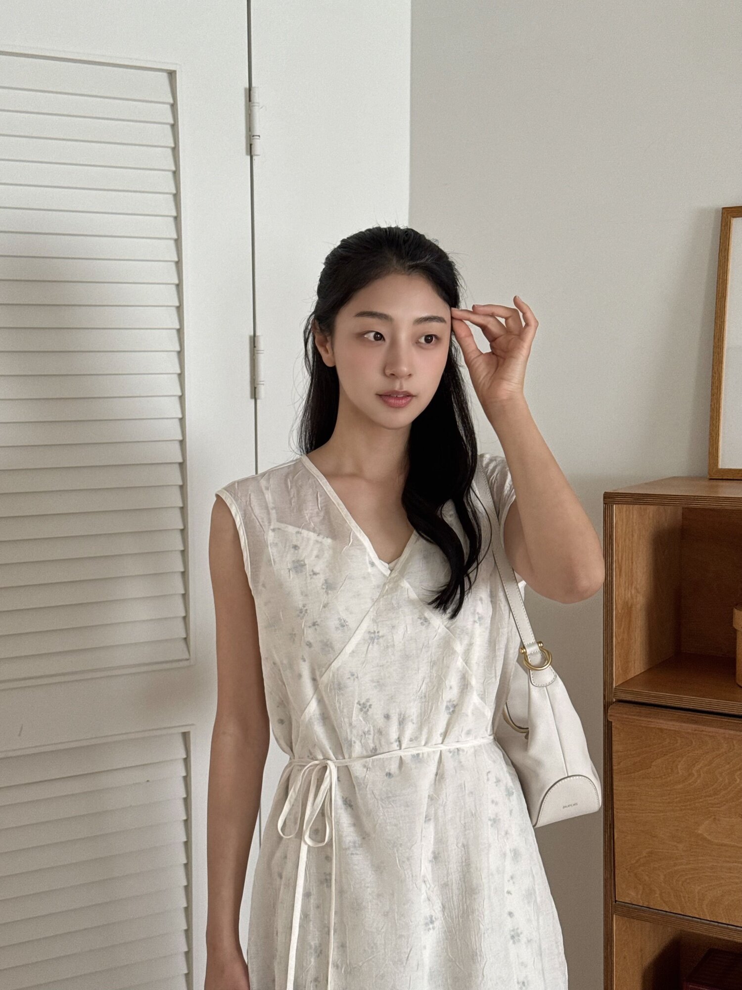 플라워 패턴 레이어드 롱 원피스 (CREAM)