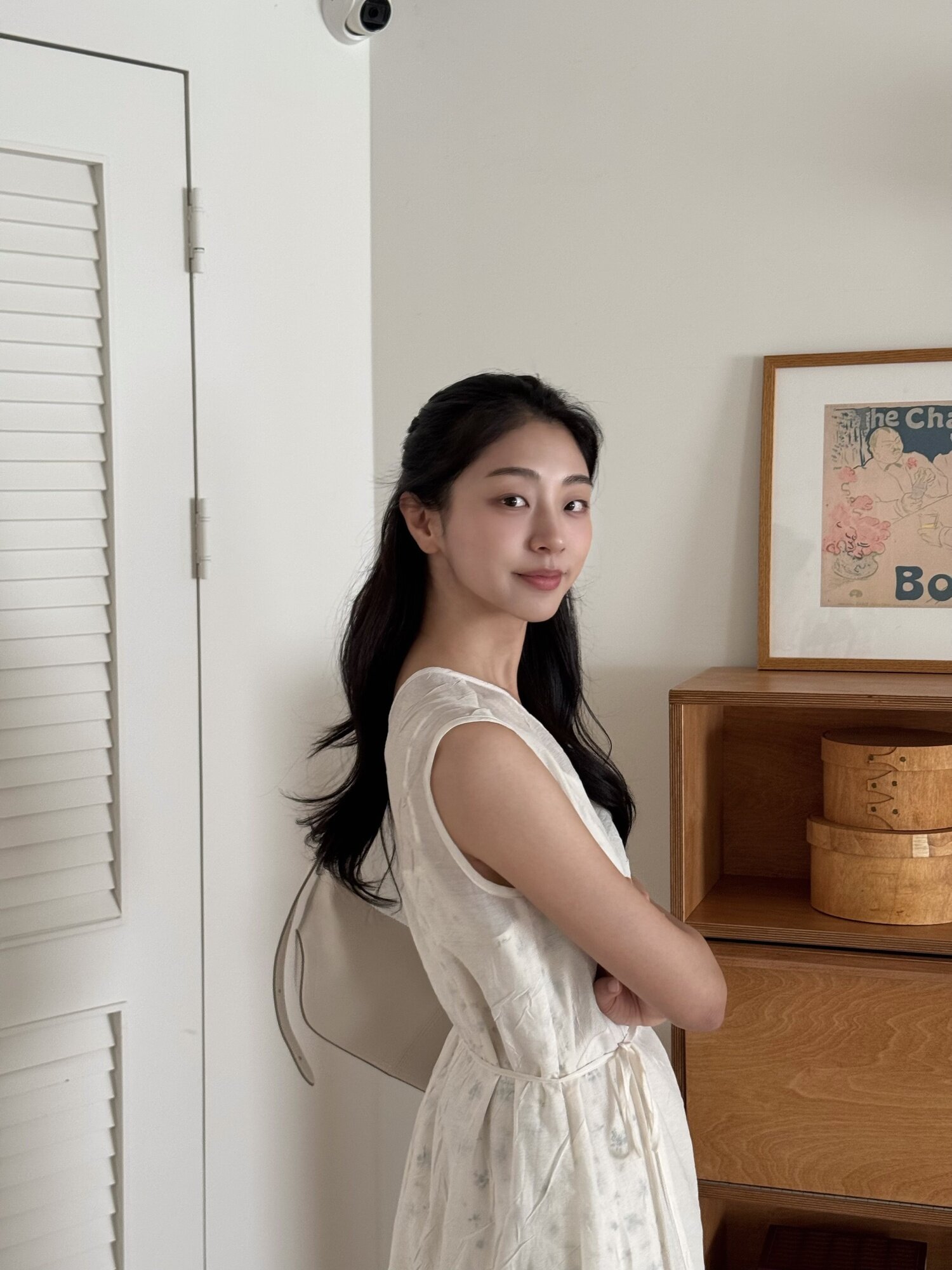 플라워 패턴 레이어드 롱 원피스 (CREAM)