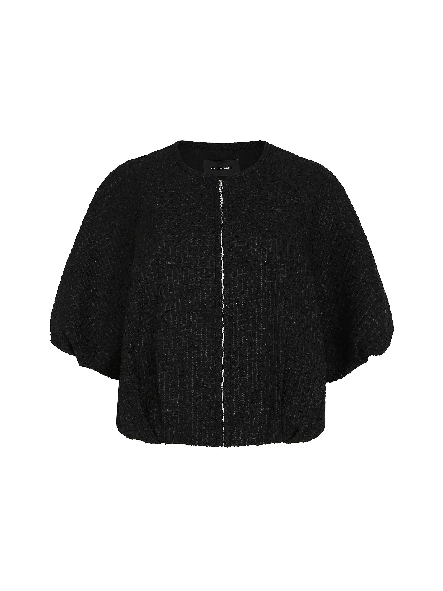 텍스쳐 볼륨 래글런 집업 점퍼 (BLACK)