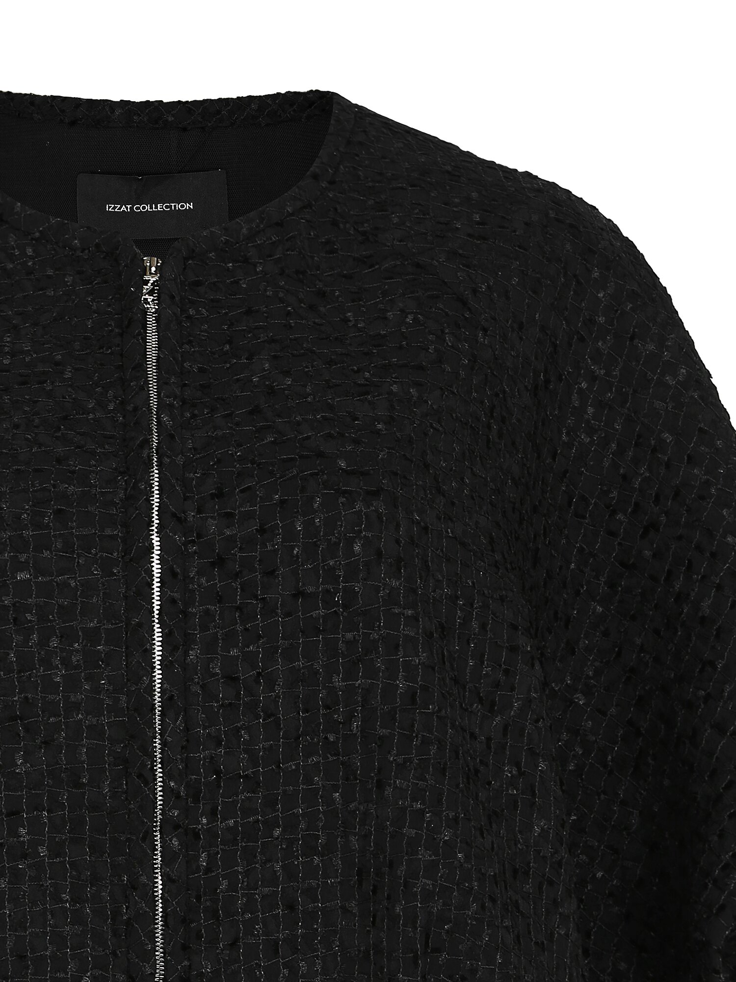 텍스쳐 볼륨 래글런 집업 점퍼 (BLACK)