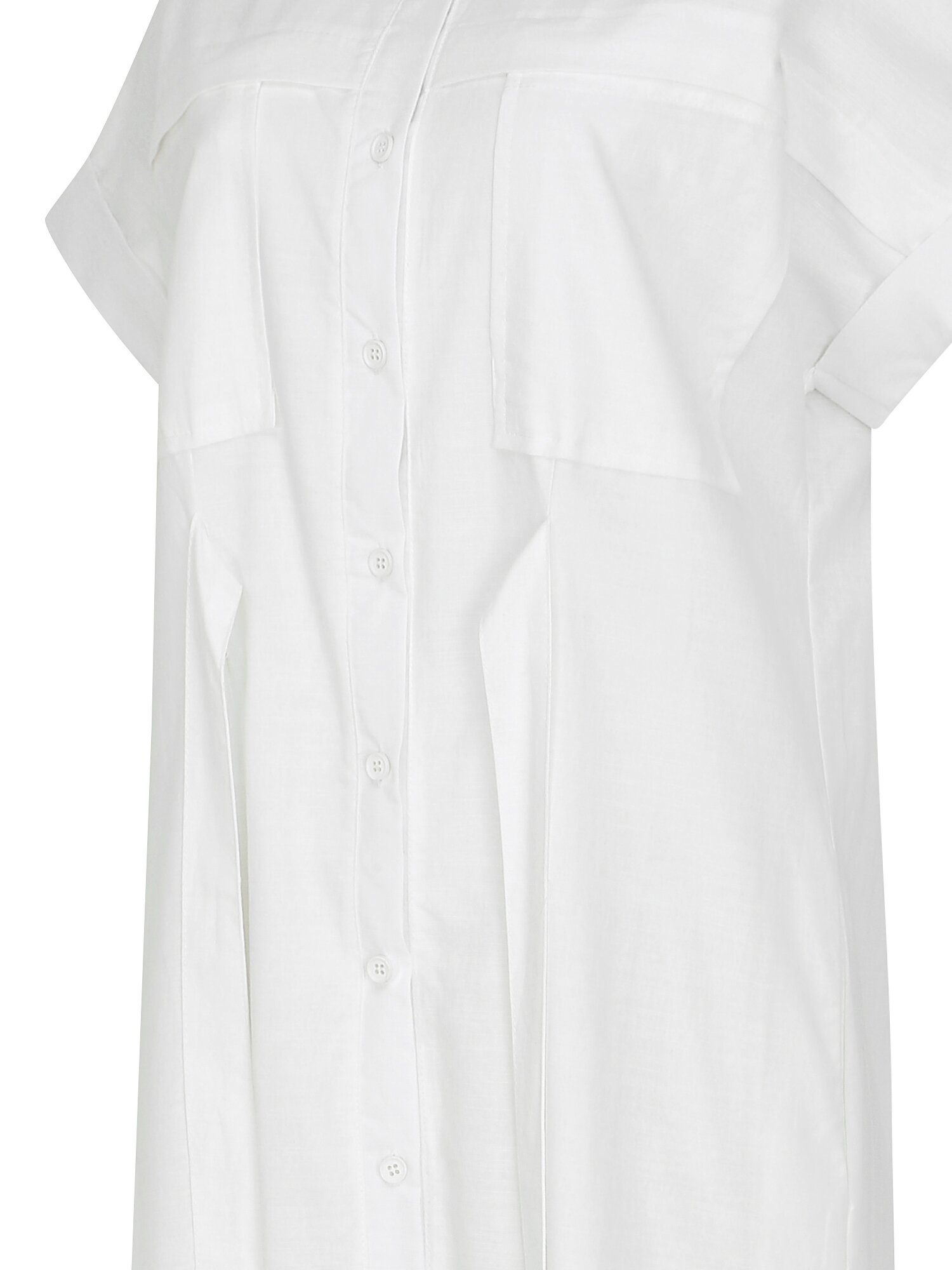 백 벨트 장식 턴업 셔츠 원피스 (WHITE)
