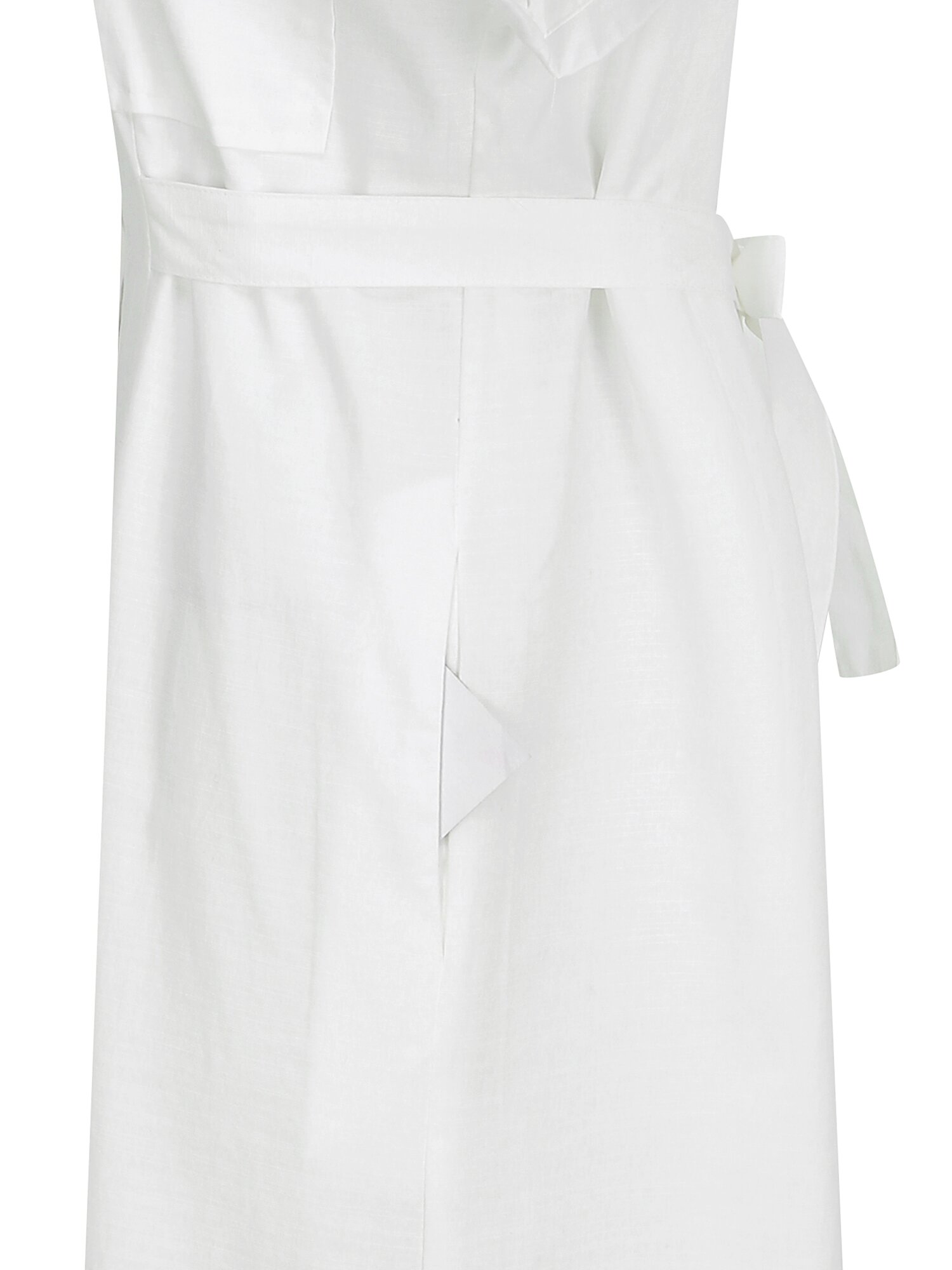 백 벨트 장식 턴업 셔츠 원피스 (WHITE)