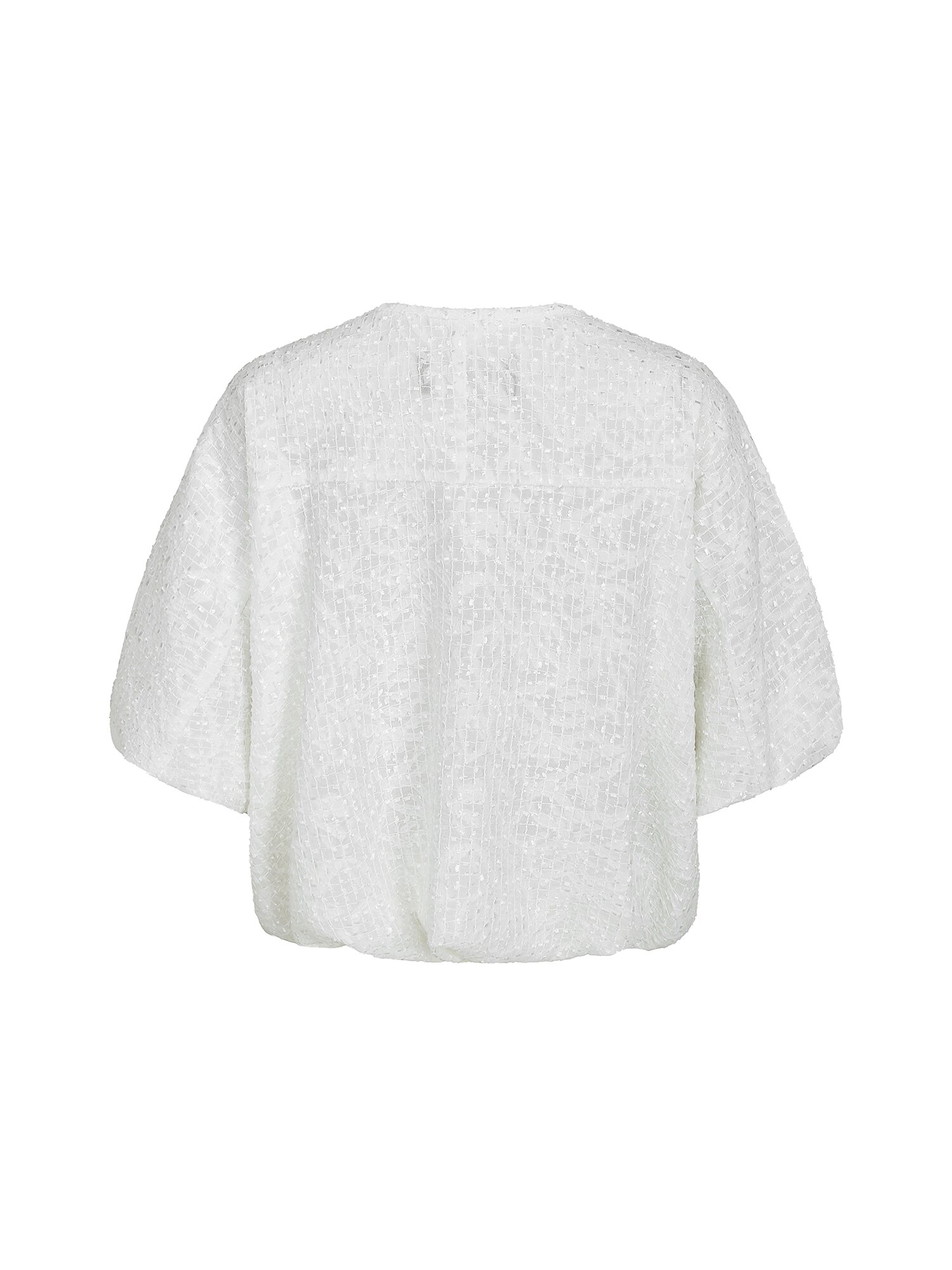 텍스쳐 볼륨 래글런 집업 점퍼 (WHITE)