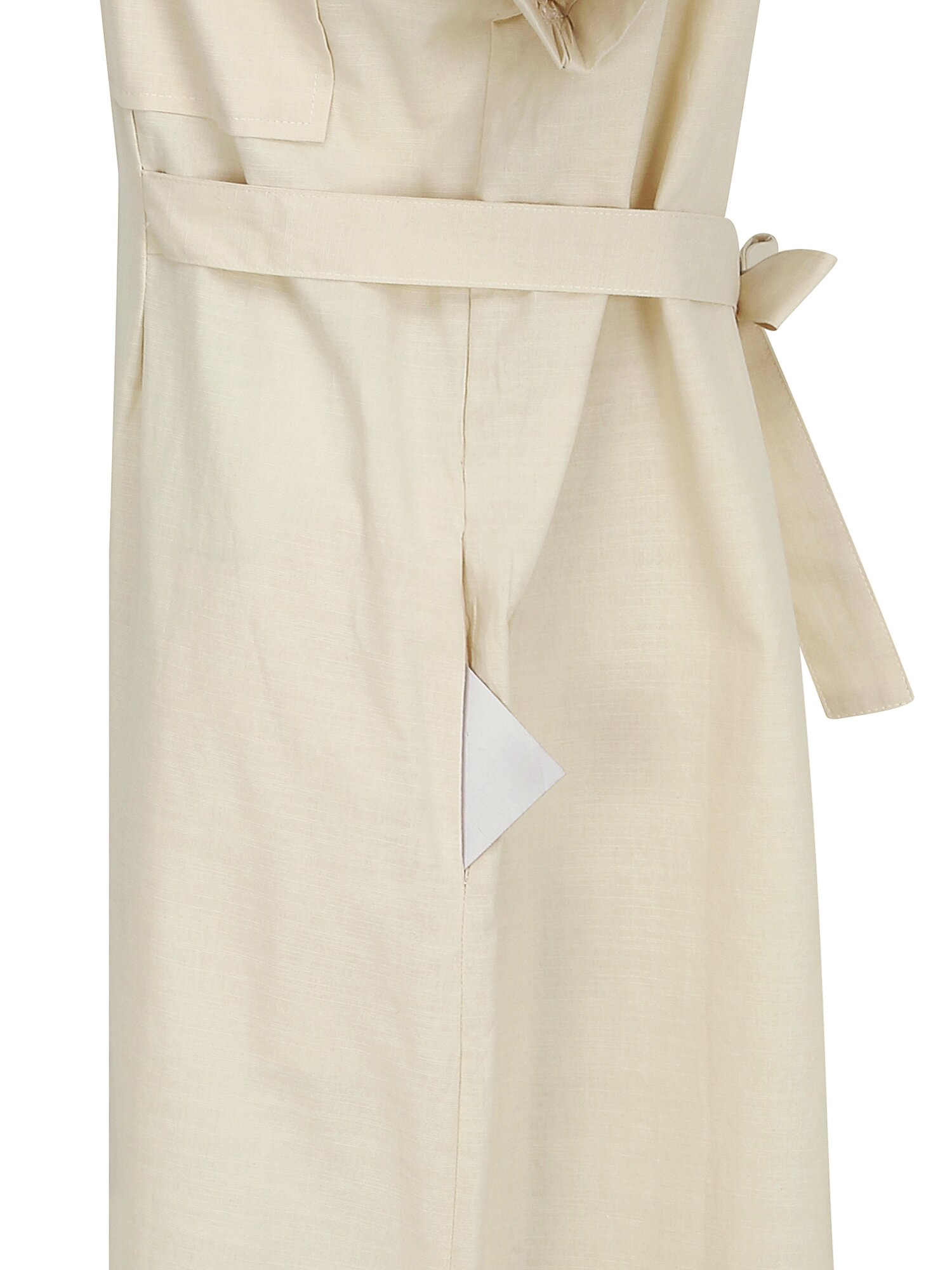 백 벨트 장식 턴업 셔츠 원피스 (BEIGE)