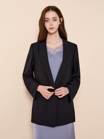울블렌드 싱글 버튼 테일러드 자켓 